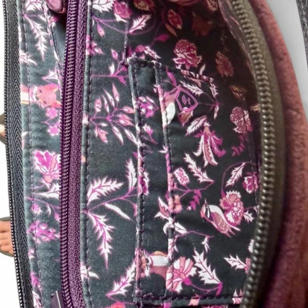Vera Bradley Plum Velvet Convertible Shoulder Bag Wallet Foxwood Lining Quilted